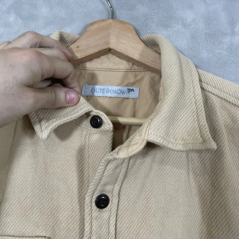 Outerknown Blanket Shirt Men's Medium Tan Heavy Flannel Cotton Button Up Casual - Picture 10 of 11